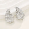 Alloy Conch Shape Earrings With Spiral And Animal Zodiac Pattern Electroplated For Women