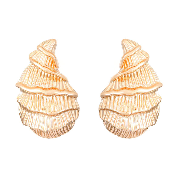 Alloy Conch Shape Earrings With Spiral And Animal Zodiac Pattern Electroplated For Women
