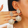 Alloy Conch Shape Earrings With Spiral And Animal Zodiac Pattern Electroplated For Women