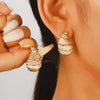 Alloy Conch Shape Earrings With Spiral And Animal Zodiac Pattern Electroplated For Women
