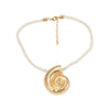 Alloy Conch Women's Exaggerated Retro Metal Pendant Necklace With Snake Bone Chain And Geometric Pattern Electroplated For Summer Beach Holiday Style
