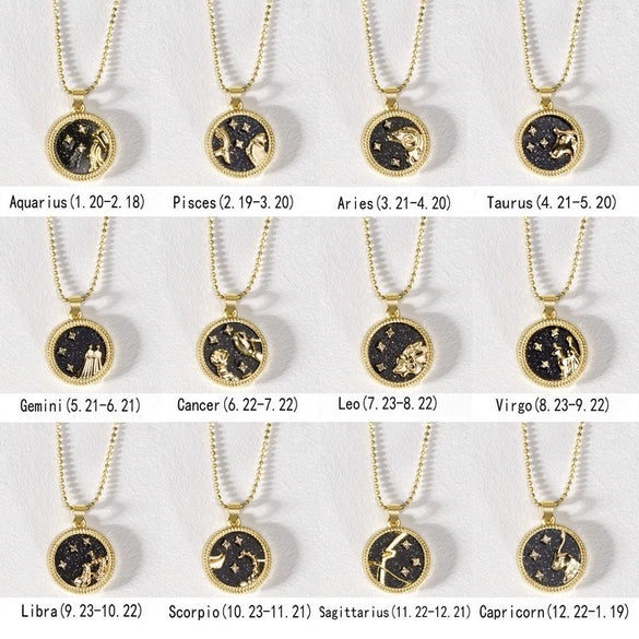 Alloy Constellation Pendant O Chain Necklace With Electroplated Finish Unisex Fashion Jewelry For Couples And Best Friends