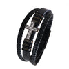 Alloy Copper Inlaid Zircon Cross Bracelet Hand Woven With Pu Leather Rope Fashion Jewelry With Diamond Design