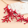 Alloy Coral Shape Necklace Women's Fashion Bohemian Style With Baking Paint And Geometric Design