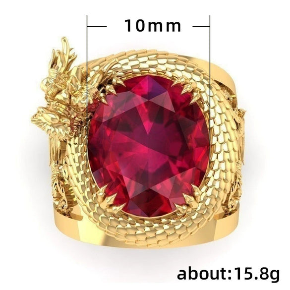 Alloy Creative Double Dragon Ball Zodiac Animals Ring For Men