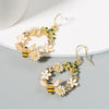 Alloy Creative Flowers Drop Earrings With S925 Silver Needle And Diamond Color Butterfly Bee Design For Women