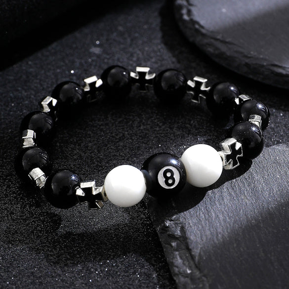 Alloy Cross Beaded Bracelet With Letters Numbers Text Electroplating