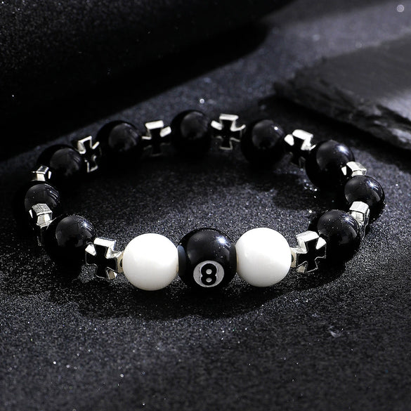 Alloy Cross Beaded Bracelet With Letters Numbers Text Electroplating
