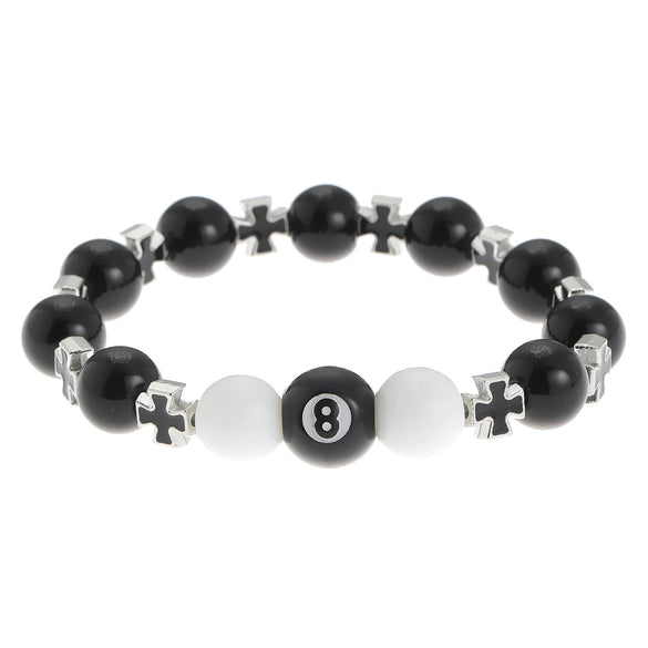 Alloy Cross Beaded Bracelet With Letters Numbers Text Electroplating