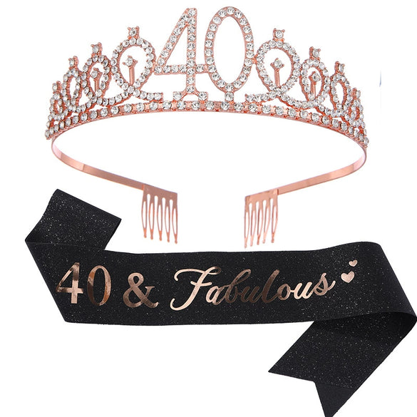Alloy Crystal Birthday Crown Shoulder Belt Set Of 2 With Geometric Style And Electroplating Treatment