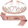Alloy Crystal Birthday Crown Shoulder Belt Set Of 2 With Geometric Style And Electroplating Treatment