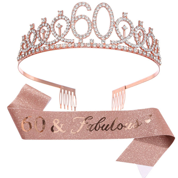 Alloy Crystal Birthday Crown Shoulder Belt Set Of 2 With Geometric Style And Electroplating Treatment