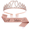 Alloy Crystal Birthday Crown Shoulder Belt Set Of 2 With Geometric Style And Electroplating Treatment