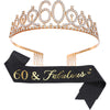 Alloy Crystal Birthday Crown Shoulder Belt Set Of 2 With Geometric Style And Electroplating Treatment