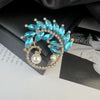 Alloy Crystal Brooch With Leaf Pattern And Electroplating Retro Feminine And Unisex Suit Accessory