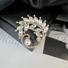 Alloy Crystal Brooch With Leaf Pattern And Electroplating Retro Feminine And Unisex Suit Accessory