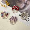 Alloy Crystal Brooch With Leaf Pattern And Electroplating Retro Feminine And Unisex Suit Accessory
