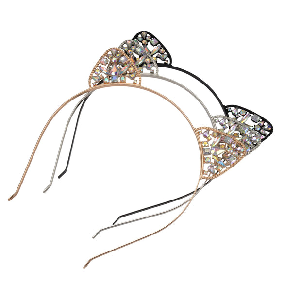 Alloy Crystal Cat Ears Headband Hair Accessories Electroplated Cute Women's