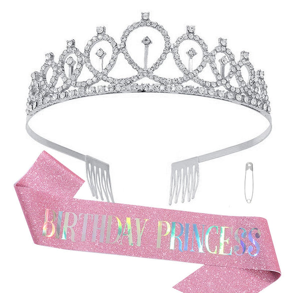Alloy Crystal Crown Electroplating Minimalist Geometric Style For Women