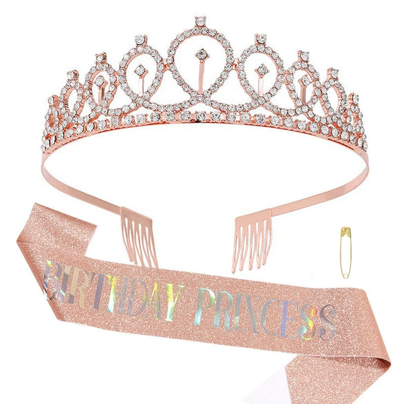 Alloy Crystal Crown Electroplating Minimalist Geometric Style For Women