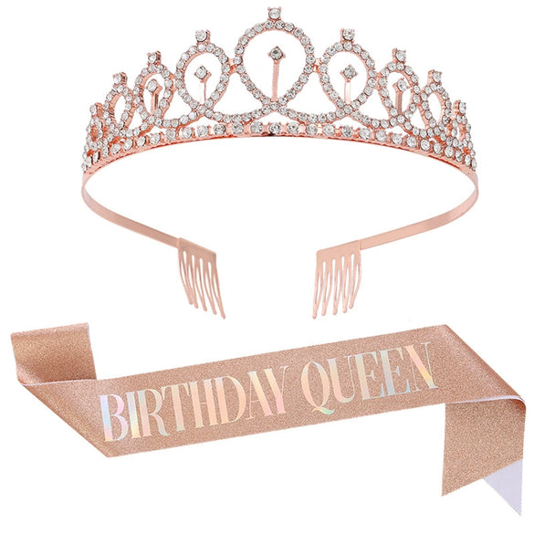 Alloy Crystal Crown Electroplating Minimalist Geometric Style For Women
