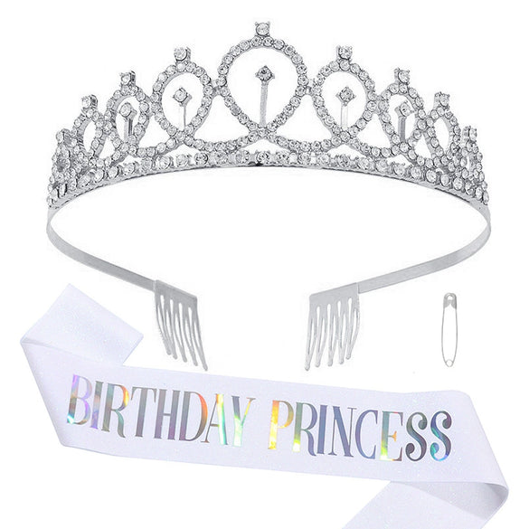 Alloy Crystal Crown Electroplating Minimalist Geometric Style For Women