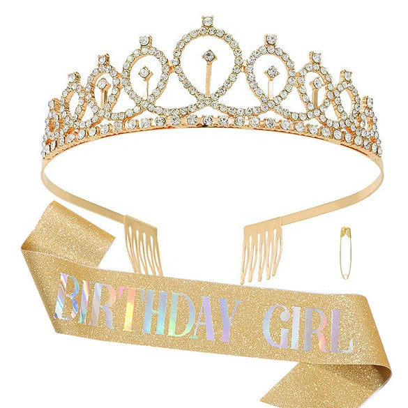 Alloy Crystal Crown Electroplating Minimalist Geometric Style For Women