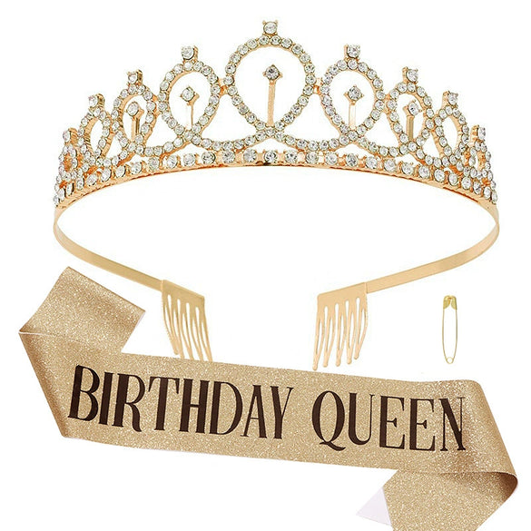 Alloy Crystal Crown Electroplating Minimalist Geometric Style For Women