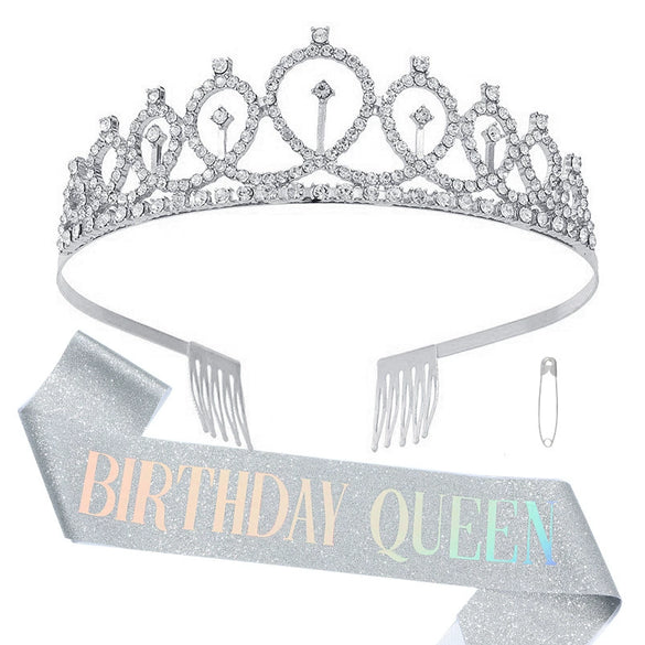 Alloy Crystal Crown Electroplating Minimalist Geometric Style For Women
