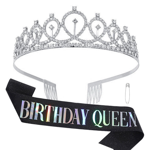 Alloy Crystal Crown Electroplating Minimalist Geometric Style For Women