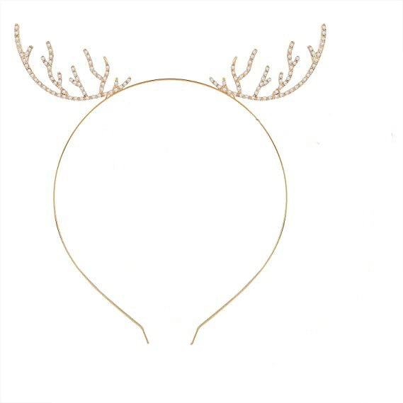 Alloy Crystal Crown Headband Hair Accessories With Antlers Stars Snowflake For Women Electroplated Animal Style
