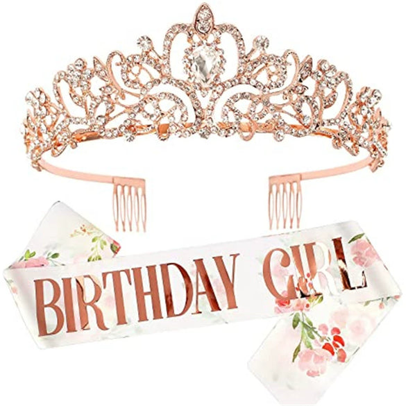 Alloy Crystal Crown Headband Light Luxury Style With Printed Pattern And Electroplating Treatment For Women