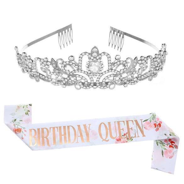 Alloy Crystal Crown Headband Light Luxury Style With Printed Pattern And Electroplating Treatment For Women