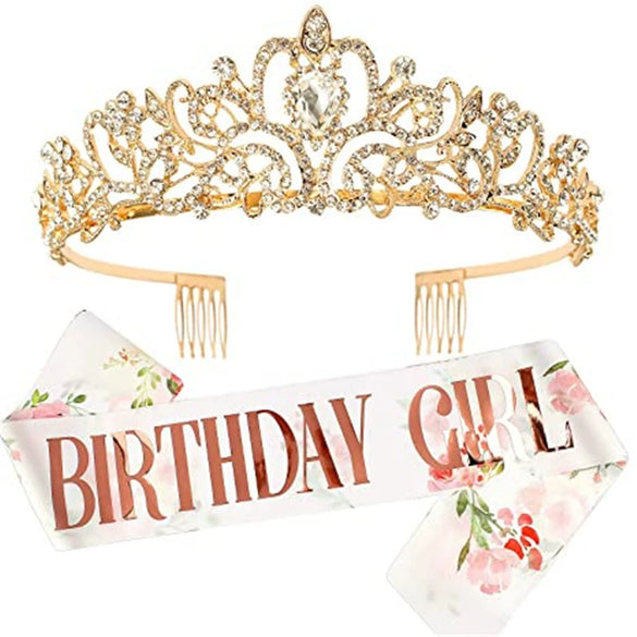 Alloy Crystal Crown Headband Light Luxury Style With Printed Pattern And Electroplating Treatment For Women