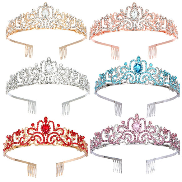 Alloy Crystal Crown Women's Hair Accessories With Electroplating Point Drill