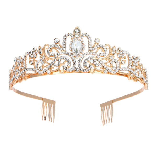 Alloy Crystal Crown Women's Hair Accessories With Electroplating Point Drill
