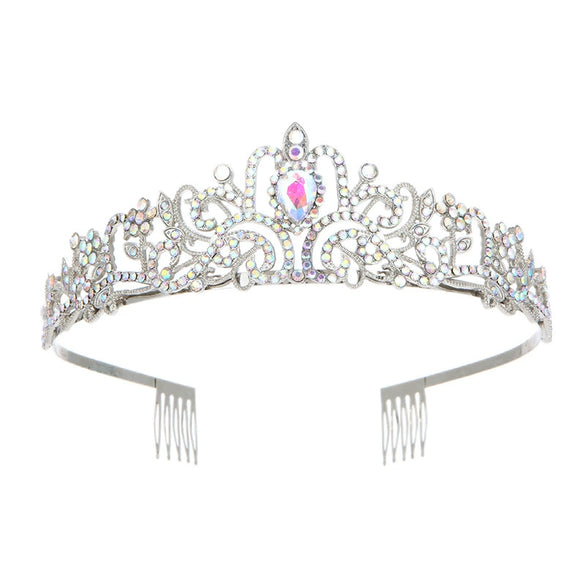 Alloy Crystal Crown Women's Hair Accessories With Electroplating Point Drill