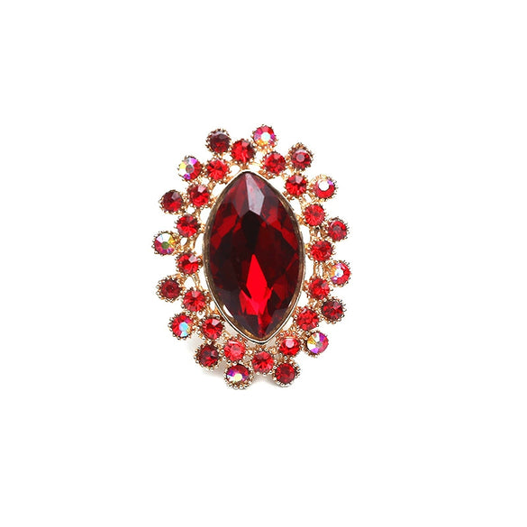 Alloy Crystal Diamond Open Oval Ring Retro Temperament Unisex