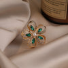 Alloy Crystal Fivepetal Flower Women's Brooch With Electroplating