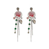 Alloy Crystal Flower Tassel Earrings Electroplated Princess Style