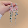 Alloy Crystal Flower Tassel Earrings Electroplated Princess Style