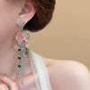 Alloy Crystal Flower Tassel Earrings Electroplated Princess Style