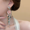 Alloy Crystal Flower Tassel Earrings Electroplated Princess Style