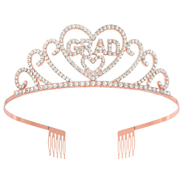Alloy Crystal Graduation Crown Headband Unisex Simple Style Electroplated Hair Accessories