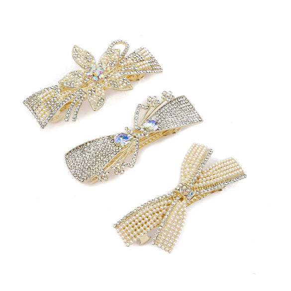 Alloy Crystal Hairpin With Diamond For Women Fresh And Sweet Bow Design