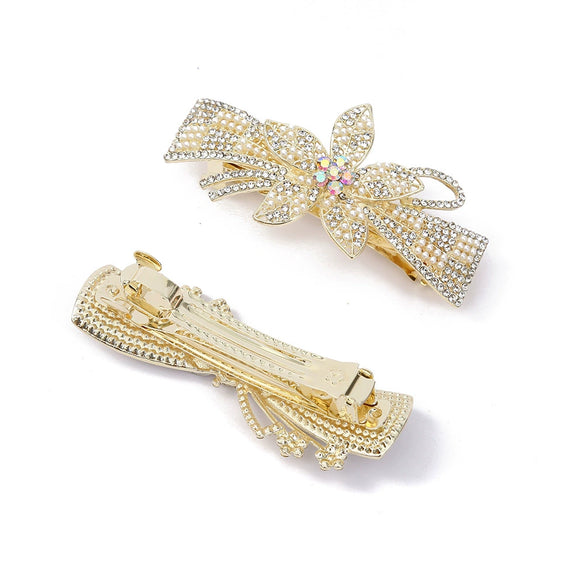 Alloy Crystal Hairpin With Diamond For Women Fresh And Sweet Bow Design