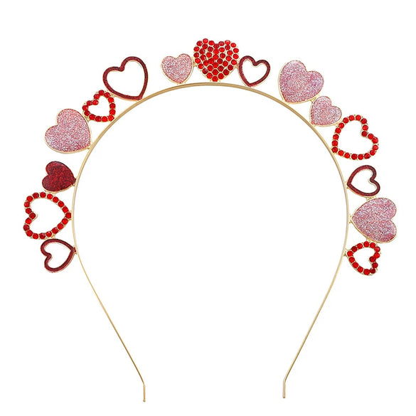 Alloy Crystal Headband With Love And Xoxo Pattern For Girls Electroplated Design