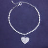 Alloy Crystal Love Anklet Heart Shaped Jewelry With Chrysanthemum Pattern