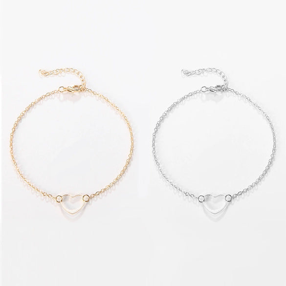 Alloy Crystal Love Anklet Heart Shaped Jewelry With Chrysanthemum Pattern
