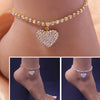 Alloy Crystal Love Anklet Heart Shaped Jewelry With Chrysanthemum Pattern